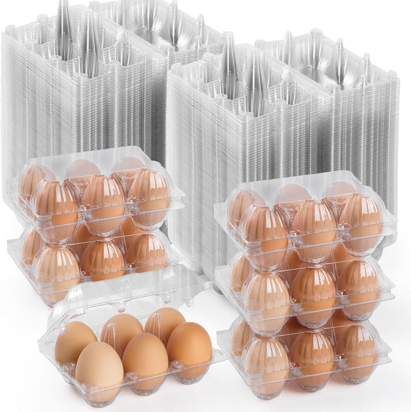 APOCHON 200PCS Clear Plastic Egg Cartons 6 Count,Half Dozen Egg Cartons Cheap Bulk for Chicken Eggs,Reusable Egg Holder for Family,Pasture,Farm Markets Display - Medium Egg Containers 2x3 Grids - Image 1